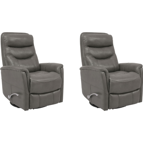 Gemini Manual Swivel Glider Recliner in Ice Grey Top Grain Leather (Set of 2)