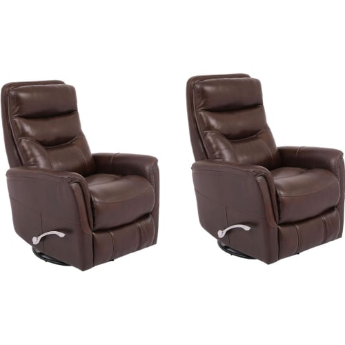 Gemini Manual Swivel Glider Recliner in Brown Top Grain Leather (Set of 2)