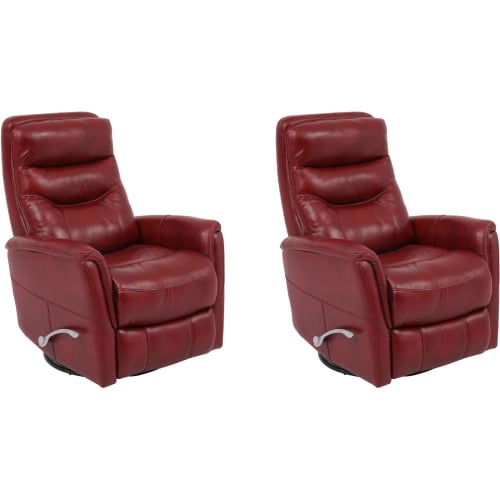 Gemini Manual Swivel Glider Recliner in Red Top Grain Leather (Set of 2)