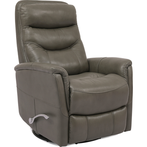 Gemini Manual Swivel Glider Recliner in Ice Grey Top Grain Leather