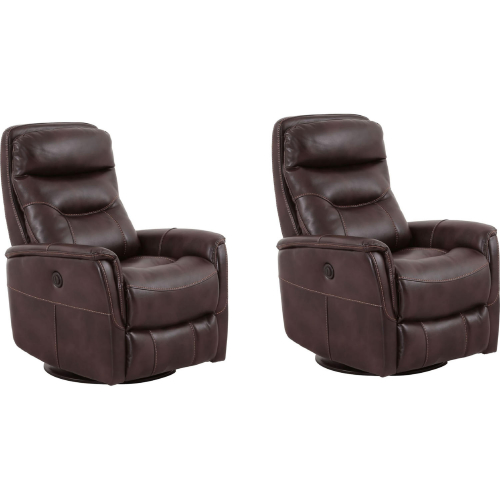 Gemini Power Swivel Glider Recliner in Truffle Dark Brown Fabric (Set of 2)