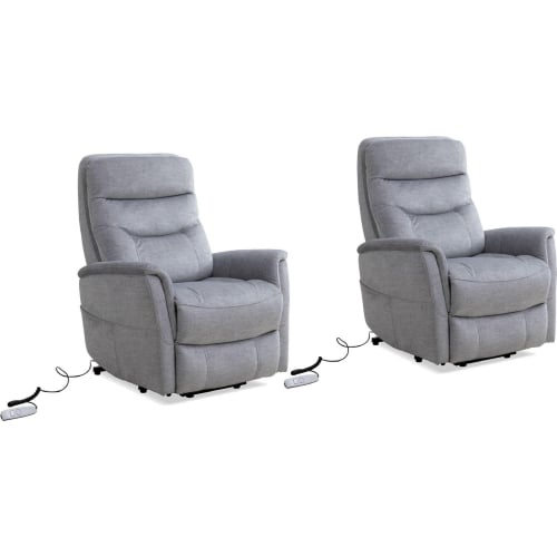 Gemini Power Lift Recliner with Articulating Headrest in Capri Silver Fabric (Set of 2)