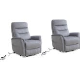 Gemini Power Lift Recliner with Articulating Headrest in Capri Silver Fabric (Set of 2)