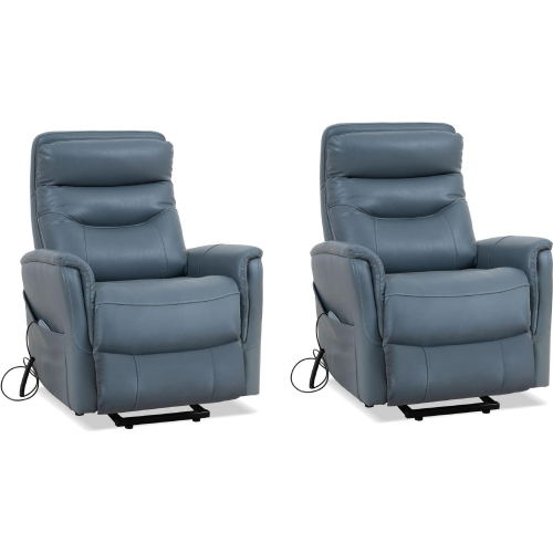 Gemini Power Lift Recliner w/ Articulating Headrest in Azure Blue Fabric (Set of 2)