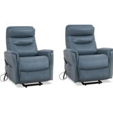 Gemini Power Lift Recliner w/ Articulating Headrest in Azure Blue Fabric (Set of 2)