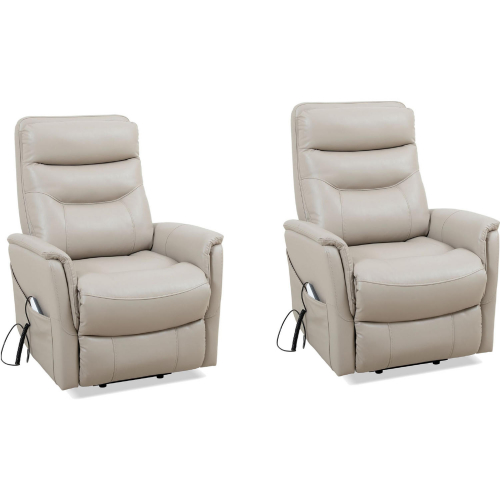 Gemini Power Lift Recliner w/ Articulating Headrest in Ivory Fabric (Set of 2)