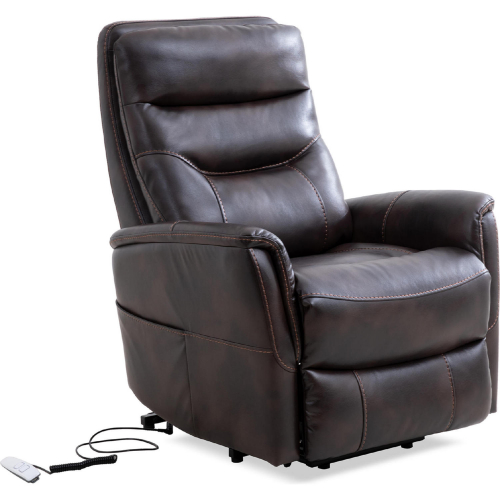 Gemini Power Lift Recliner w/ Articulating Headrest in Brown Leatherette