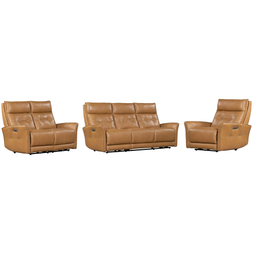 Gershwin Power Reclining Sofa Set in Lucca Butterscotch Brown Top Grain Leather