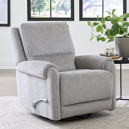 Gentry Manual Swivel Glider Recliner in Shadowplay Gray Fabric