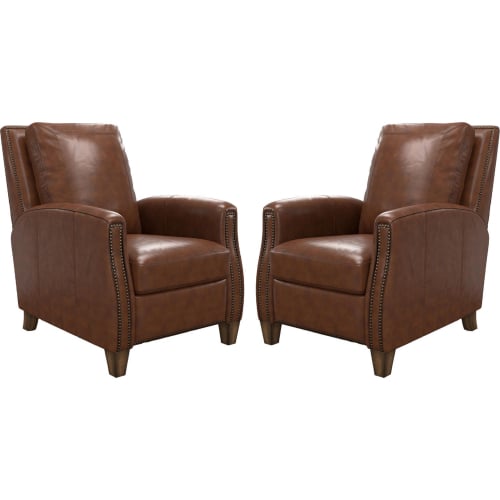 Hunter Manual Recliner in Chestnut Brown Top Grain Leather (Set of 2)