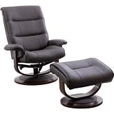 Knight Manual Reclining Swivel Chair & Ottoman in Brown Leatherette