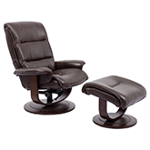 Knight Manual Reclining Swivel Chair & Ottoman in Robust Brown Top Grain Leather