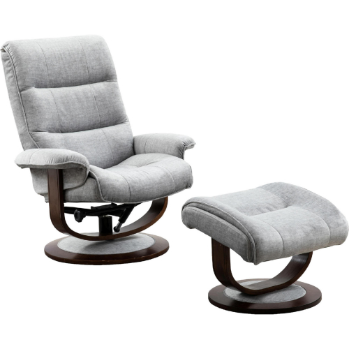 Knight Manual Reclining Swivel Chair & Ottoman in Capri Silver Fabric