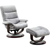 Knight Manual Reclining Swivel Chair & Ottoman in Capri Silver Fabric