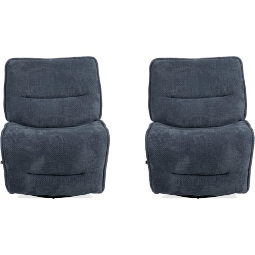 Leo Manual Armless Swivel Glider Layflat Recliner in Midnight Blue Fabric (Set of 2)