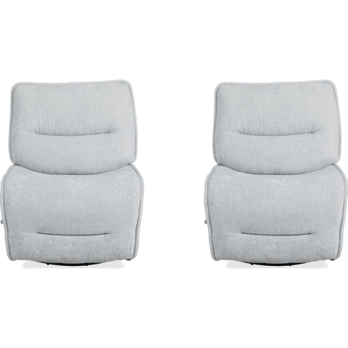 Leo Manual Armless Swivel Glider Layflat Recliner in Silver Fox Gray Fabric (Set of 2)