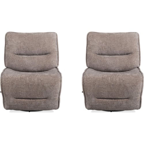 Leo Manual Armless Swivel Glider Layflat Recliner in Wheat Brown Fabric (Set of 2)