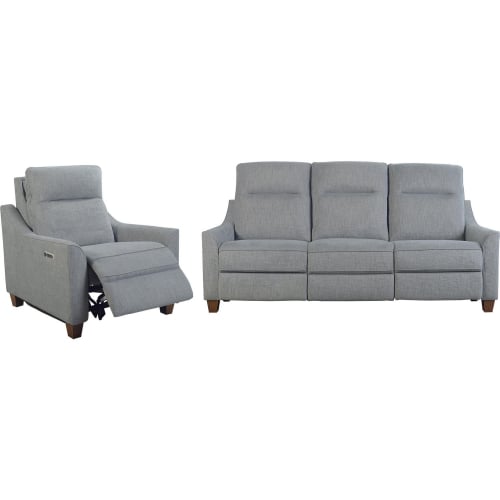 Madison Freemotion Power Cordless Reclining Sofa & Recliner Set in Marine Blue Fabric