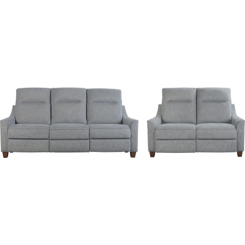 Madison Freemotion Power Cordless Reclining Sofa & Loveseat Set in Marine Blue Fabric