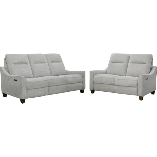 Madison Freemotion Power Cordless Reclining Sofa & Loveseat Set in Muslin Fabric