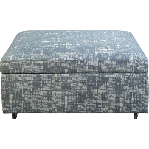 Madison Storage Ottoman in Sequence Lake Blue Print Fabric