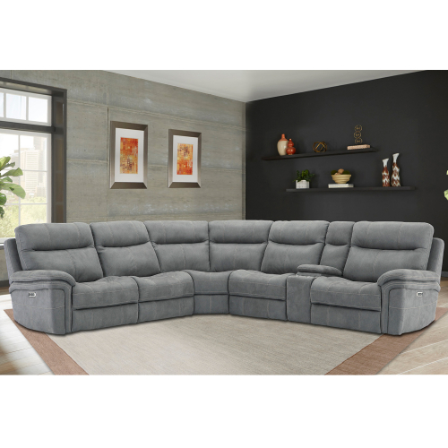 Mason 6 Piece Sectional Sofa in Carbon Light Grey Leatherette