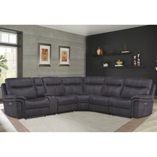 Mason 6 Piece Sectional Sofa in Charcoal Grey Leatherette