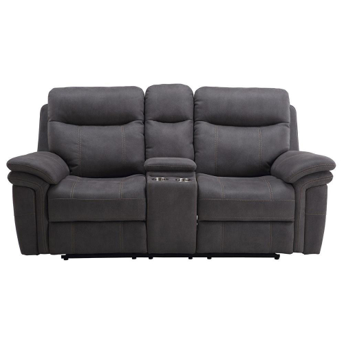 Mason Power Console Loveseat in Charcoal Grey Leatherette