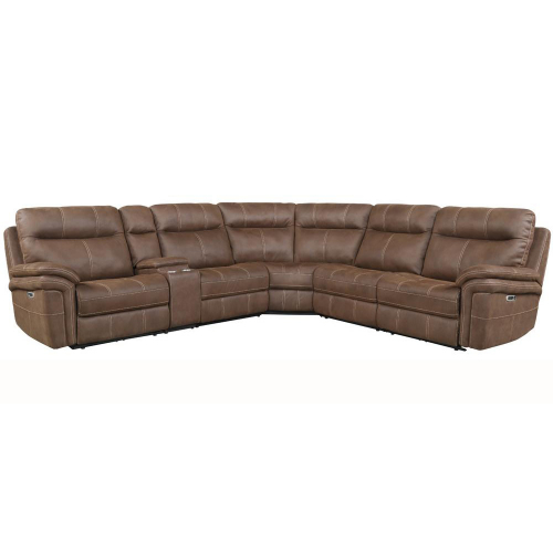 Mason 6 Piece Sectional Sofa in Kahlua Brown Leatherette