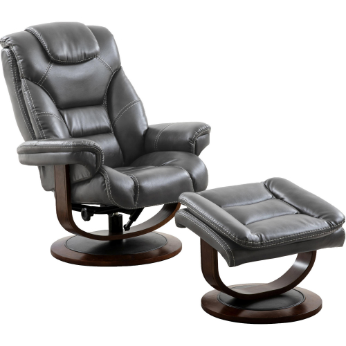 Monarch Manual Reclining Swivel Chair & Ottoman in Flint Gray Leatherette