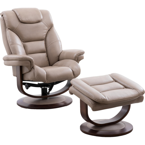 Monarch Manual Reclining Swivel Chair & Ottoman in Linen Leatherette