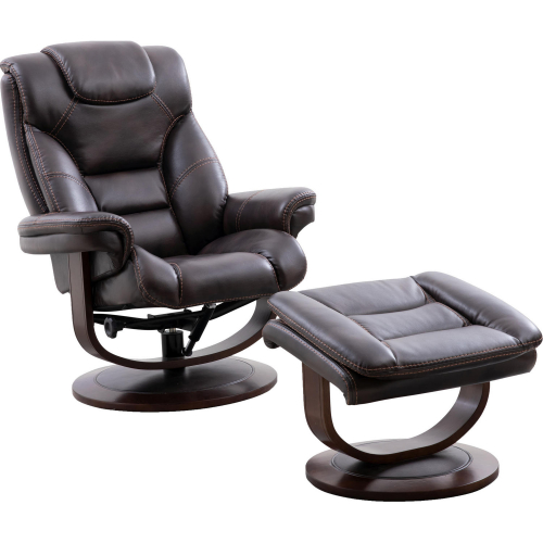 Monarch Manual Reclining Swivel Chair & Ottoman in Brown Leatherette