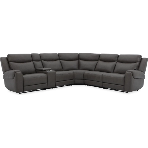 Momentum 6 Piece Modular Power Reclining Sectional Sofa in Dark Granite Grey Leatherette