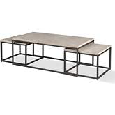 Crossings Monaco 3 Piece Nesting Cocktail Table in Weathered Wood & Iron