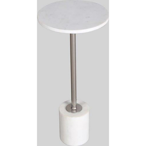 Crossings Monaco Accent End Table in Marble & Brushed Silver Iron