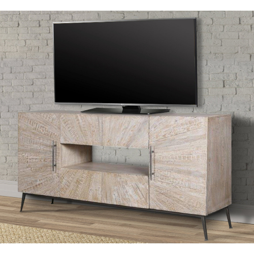 Crossings Monaco 69" TV Stand Console in Weathered Wood & Iron