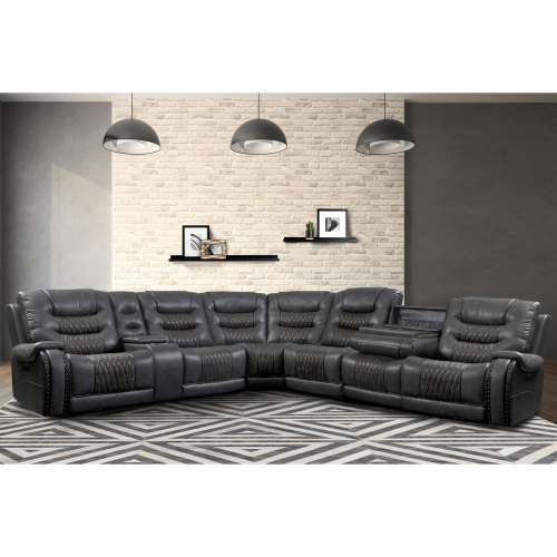 Outlaw Stallion 7 Piece Power Reclining Sectional Sofa in Stallion Leatherette