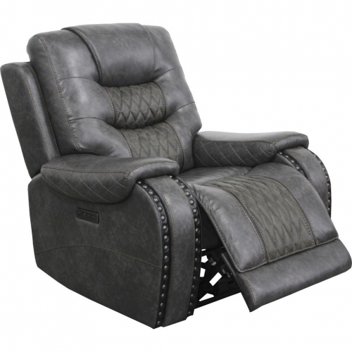 Outlaw Power Recliner in Stallion Grey Leatherette