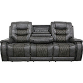 Outlaw Power Reclining Drop Down Console Sofa in Stallion Leatherette