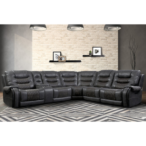 Outlaw Stallion 6 Piece Power Reclining Sectional Sofa in Stallion Leatherette