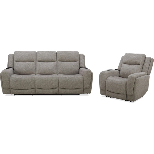 Penfield Power Reclining Sofa and Recliner in Frappe Brown Fabric
