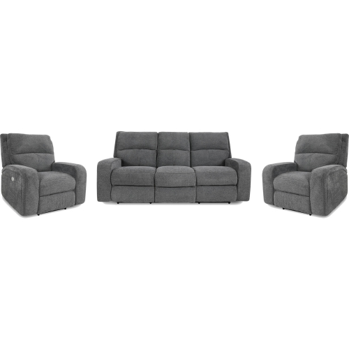 Polaris Power Reclining Sofa & Recliner Set in Bizmark Grey Fabric