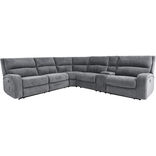 Polaris 6 Piece Power Reclining Sectional Sofa in Bizmark Grey Fabric