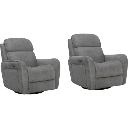 Quest Cordless Power Swivel Glider Recliner in Charcoal Grey Fabric (Set of 2)