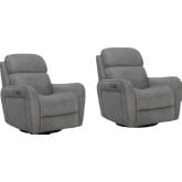 Quest Cordless Power Swivel Glider Recliner in Charcoal Grey Fabric (Set of 2)