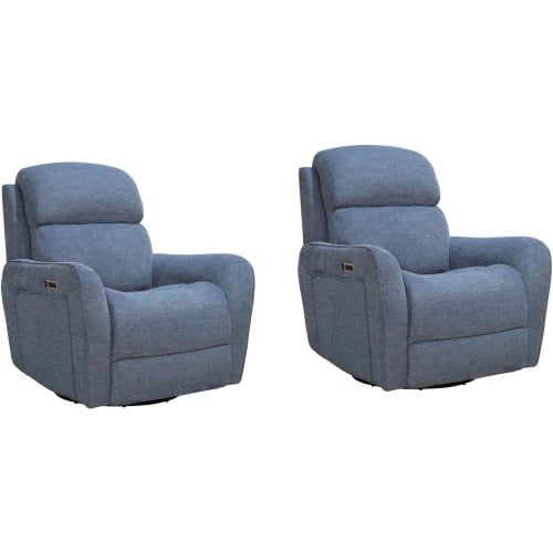 Quest Cordless Power Swivel Glider Recliner in Midnight Blue Fabric (Set of 2)