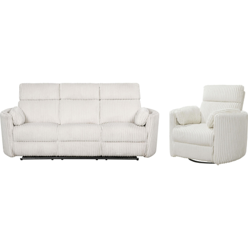 Radius Power Reclining Sofa & Recliner Set in Mega Ivory Fabric