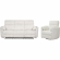 Radius Power Reclining Sofa & Recliner Set in Mega Ivory Fabric