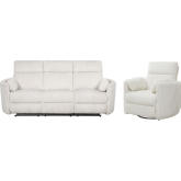 Radius Power Reclining Sofa & Recliner Set in Mega Ivory Fabric