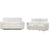 Radius Power Reclining Sofa & Loveseat Set in Mega Ivory Fabric